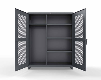 Extra Heavy Duty 14 GA Ventilated (Hex) Uniform Cabinet with 4 Shelves - 60 In. W x 24 In. D x 75 In. H - 56-H-W-244-L-7024