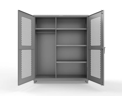 Extra Heavy Duty 14 GA Ventilated (Hex) Uniform Cabinet with 4 Shelves - 60 In. W x 24 In. D x 75 In. H - 56-H-W-244-L-7037