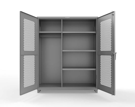 Extra Heavy Duty 14 GA Ventilated (Hex) Uniform Cabinet with 4 Shelves - 60 In. W x 24 In. D x 75 In. H - 56-H-W-244-L-7037