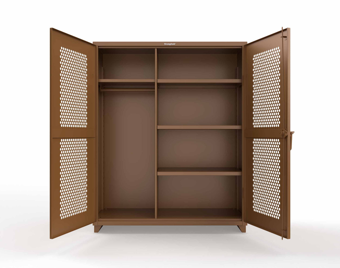 Extra Heavy Duty 14 GA Ventilated (Hex) Uniform Cabinet with 4 Shelves - 60 In. W x 24 In. D x 75 In. H - 56-H-W-244-L-8008