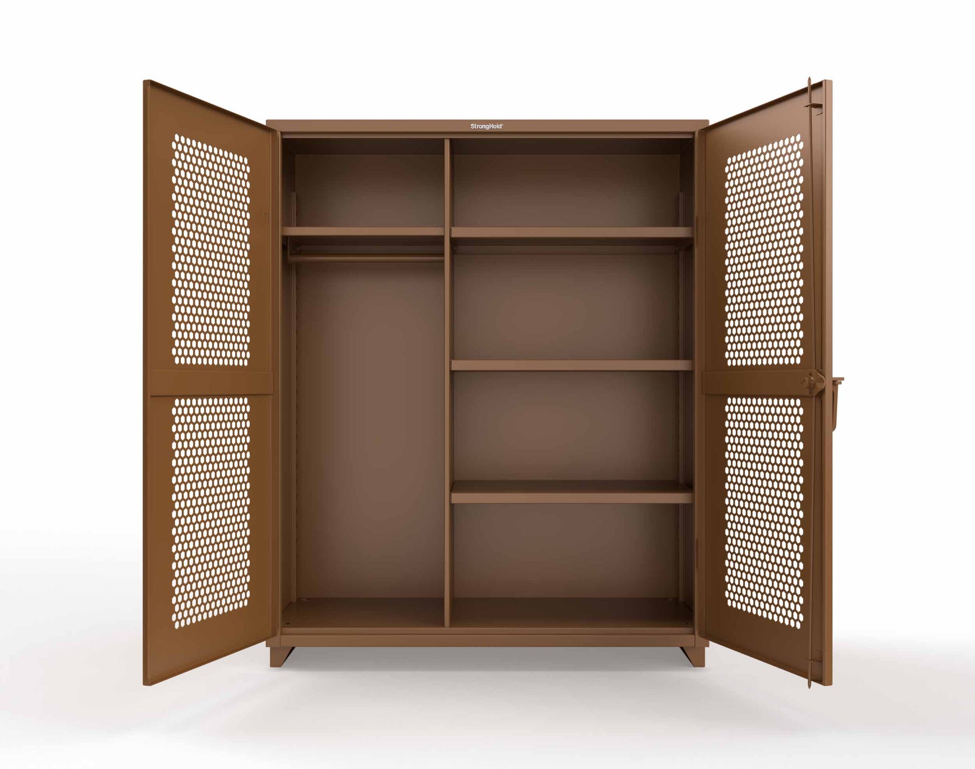 Extra Heavy Duty 14 GA Ventilated (Hex) Uniform Cabinet with 4 Shelves - 60 In. W x 24 In. D x 75 In. H - 56-H-W-244-L-8008