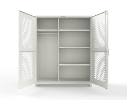 Extra Heavy Duty 14 GA Ventilated (Hex) Uniform Cabinet with 4 Shelves - 60 In. W x 24 In. D x 75 In. H - 56-H-W-244-L-9003