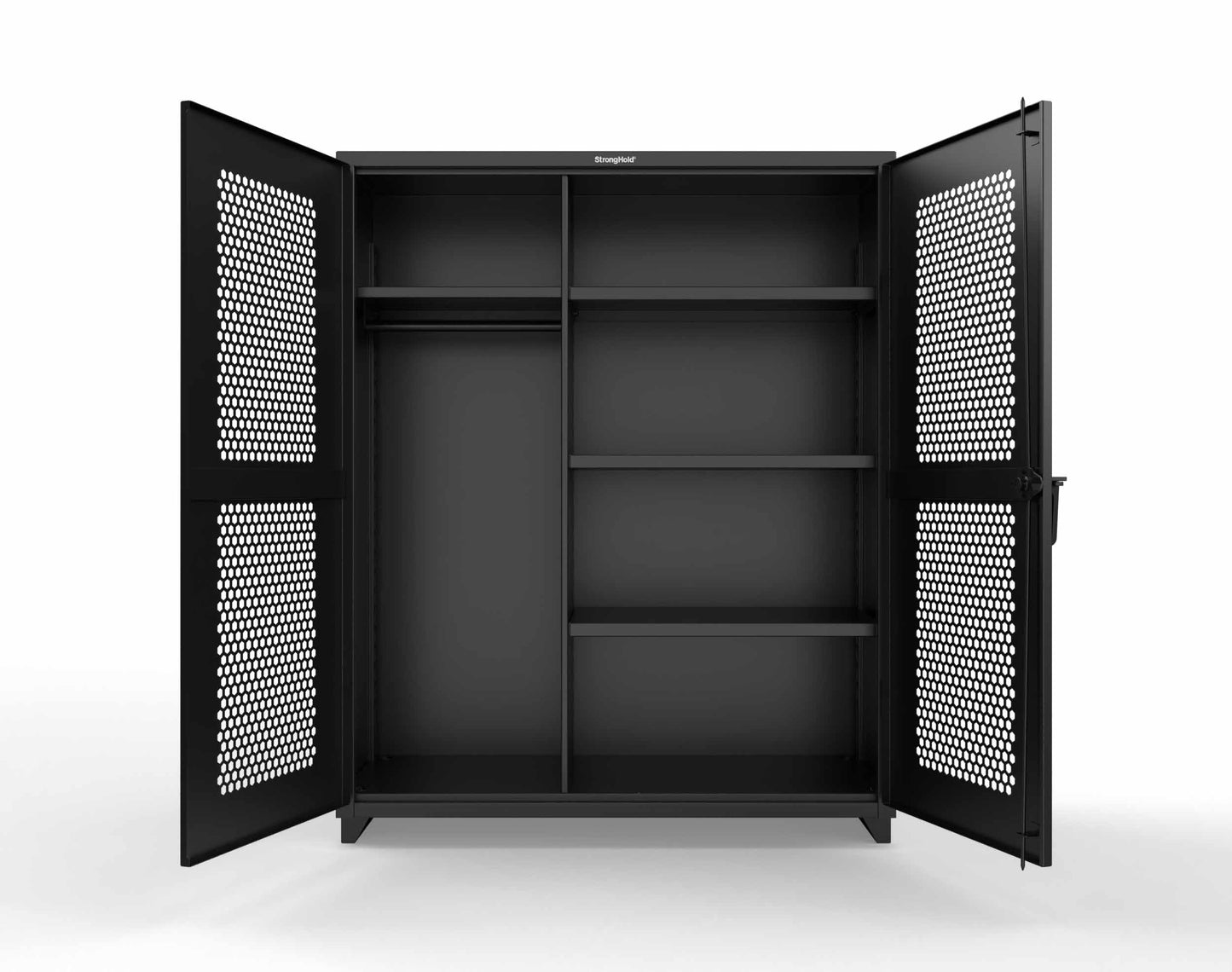 Extra Heavy Duty 14 GA Ventilated (Hex) Uniform Cabinet with 4 Shelves - 60 In. W x 24 In. D x 75 In. H - 56-H-W-244-L-9005