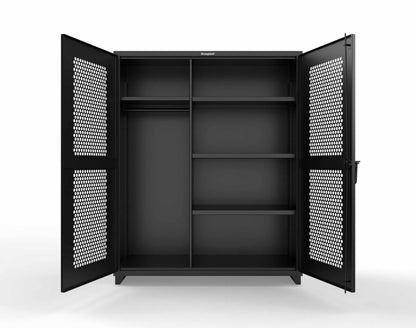 Extra Heavy Duty 14 GA Ventilated (Hex) Uniform Cabinet with 4 Shelves - 60 In. W x 24 In. D x 75 In. H - 56-H-W-244-L-9005