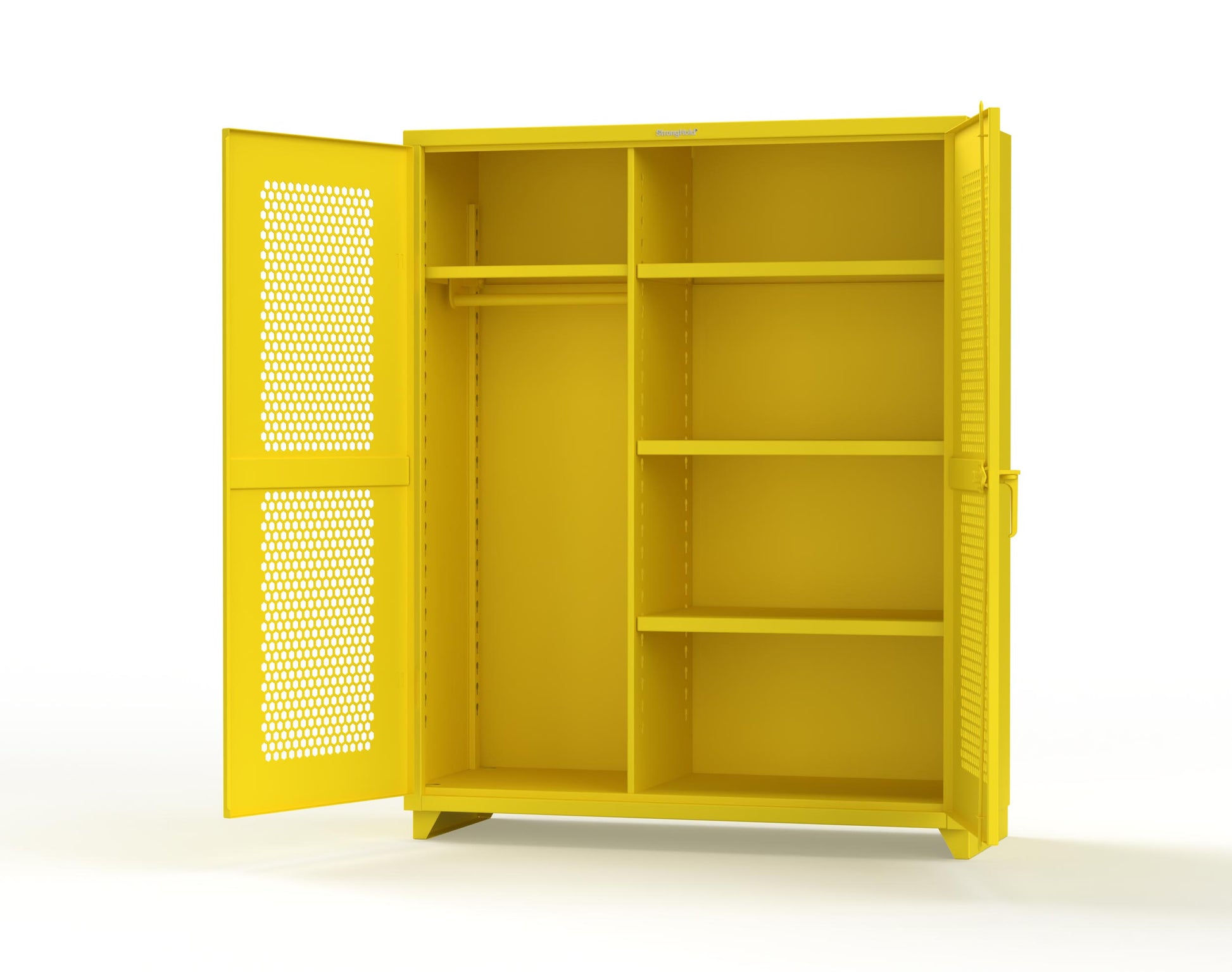 Extra Heavy Duty 14 GA Ventilated (Hex) Uniform Cabinet with 4 Shelves - 60 In. W x 24 In. D x 75 In. H - 56-H-W-244-L-1021