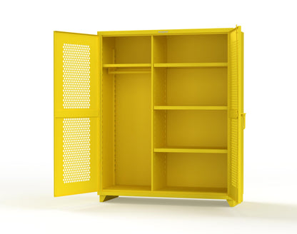 Extra Heavy Duty 14 GA Ventilated (Hex) Uniform Cabinet with 4 Shelves - 60 In. W x 24 In. D x 75 In. H - 56-H-W-244-L-1021