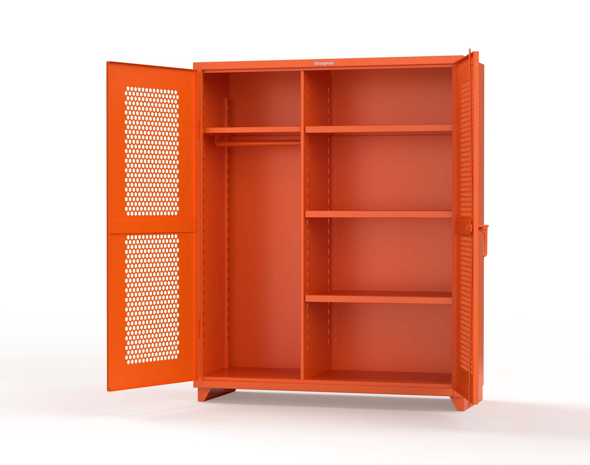Extra Heavy Duty 14 GA Ventilated (Hex) Uniform Cabinet with 4 Shelves - 60 In. W x 24 In. D x 75 In. H - 56-H-W-244-L-2009