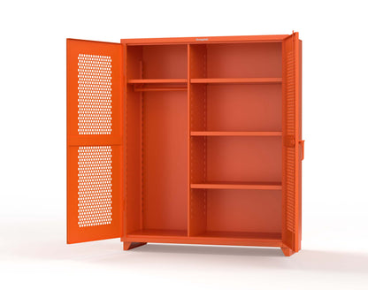 Extra Heavy Duty 14 GA Ventilated (Hex) Uniform Cabinet with 4 Shelves - 60 In. W x 24 In. D x 75 In. H - 56-H-W-244-L-2009