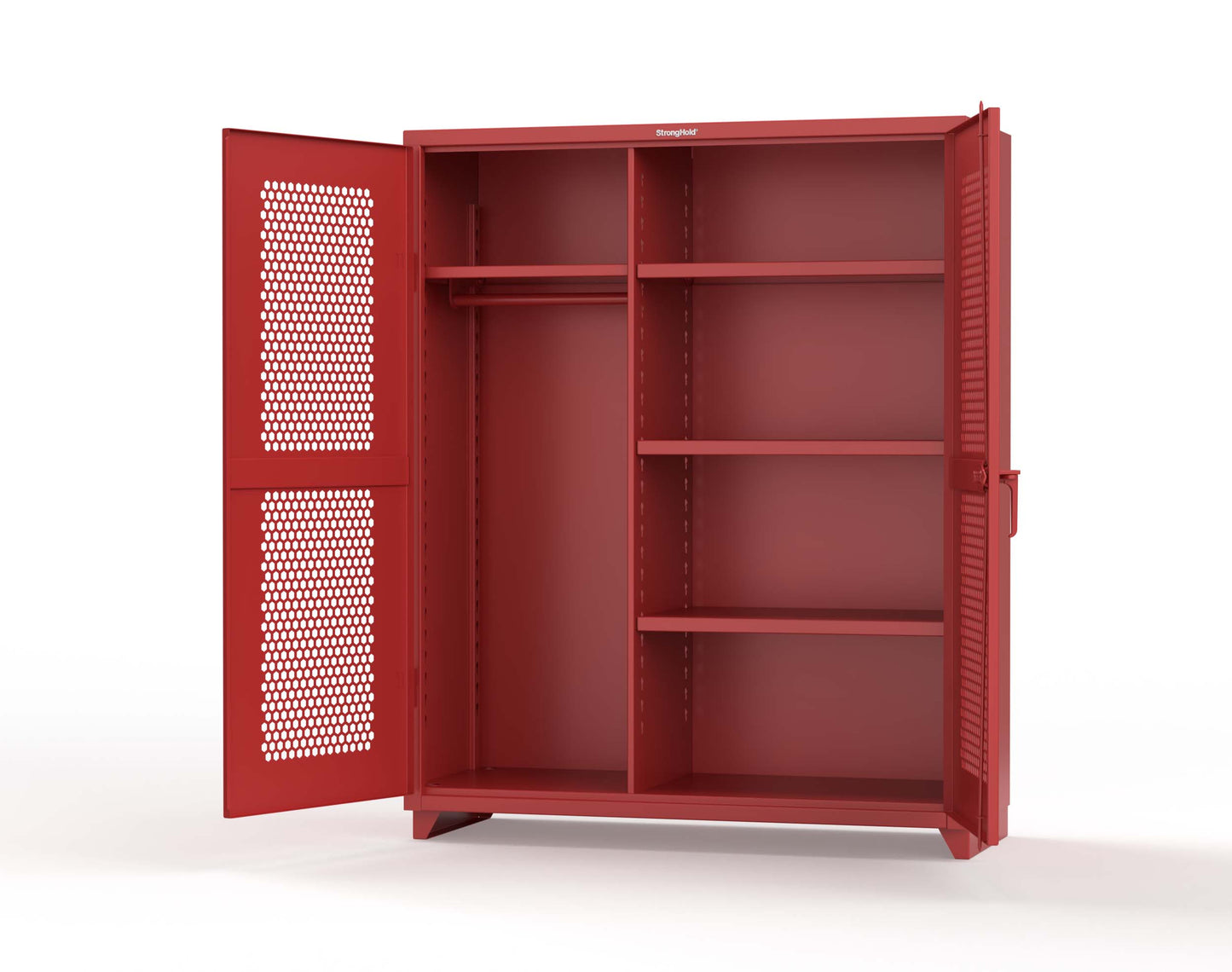 Extra Heavy Duty 14 GA Ventilated (Hex) Uniform Cabinet with 4 Shelves - 60 In. W x 24 In. D x 75 In. H - 56-H-W-244-L-3001