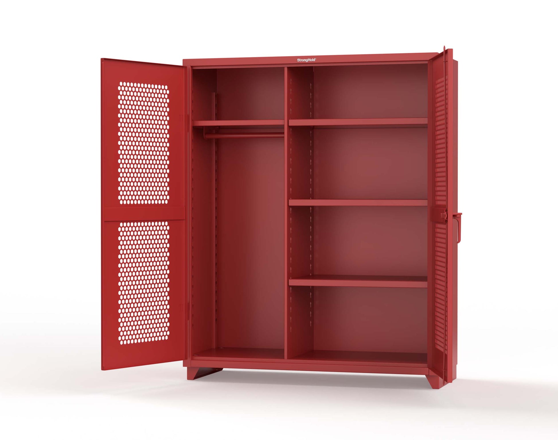 Extra Heavy Duty 14 GA Ventilated (Hex) Uniform Cabinet with 4 Shelves - 60 In. W x 24 In. D x 75 In. H - 56-H-W-244-L-3001