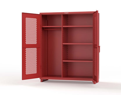 Extra Heavy Duty 14 GA Ventilated (Hex) Uniform Cabinet with 4 Shelves - 60 In. W x 24 In. D x 75 In. H - 56-H-W-244-L-3001