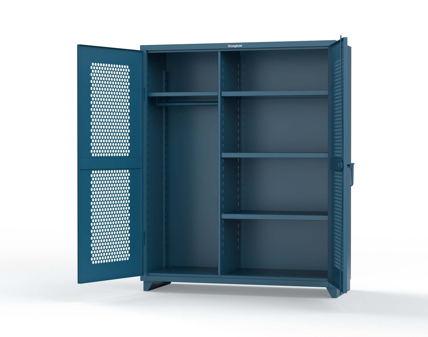 Extra Heavy Duty 14 GA Ventilated (Hex) Uniform Cabinet with 4 Shelves - 60 In. W x 24 In. D x 75 In. H - 56-H-W-244-L-5001