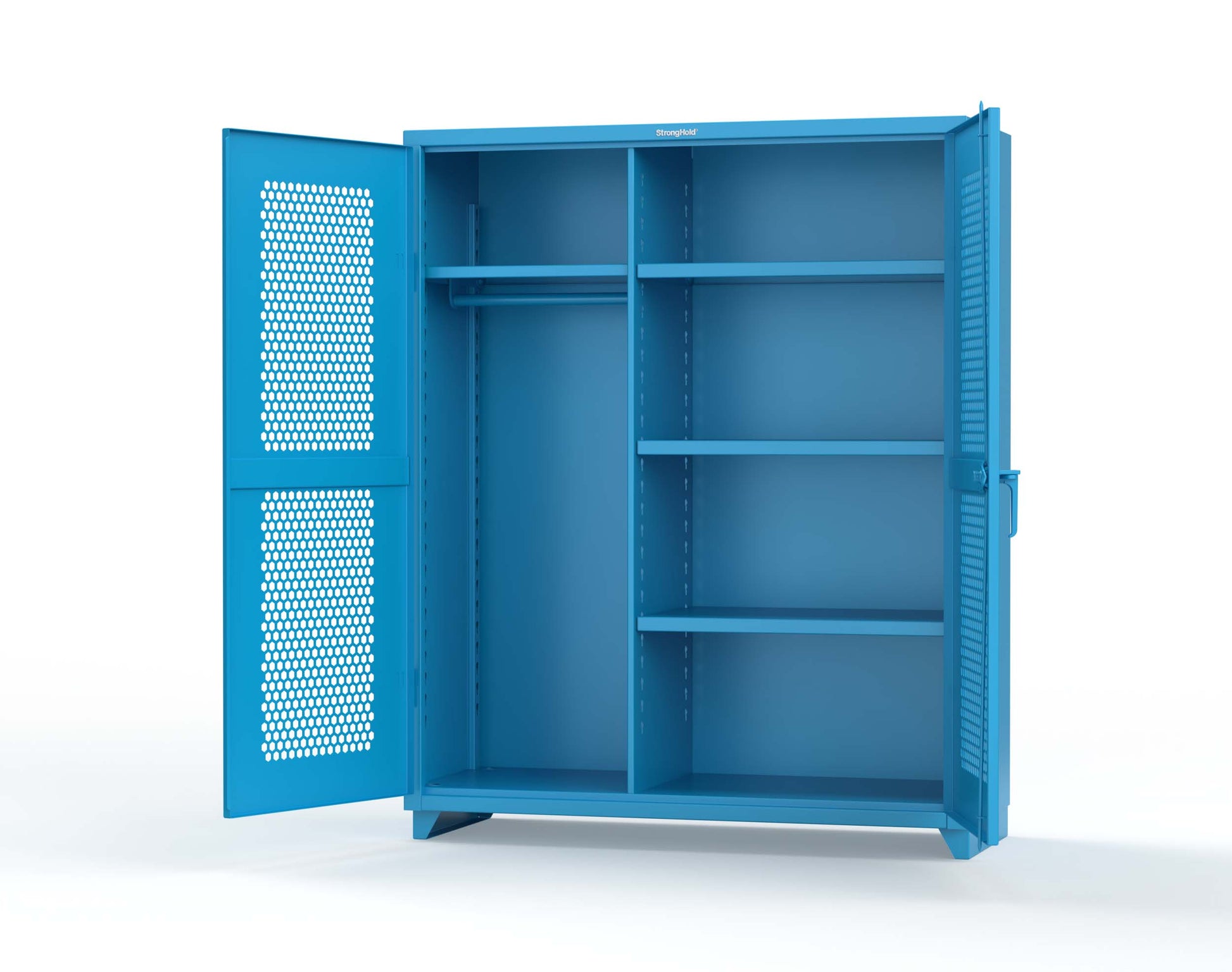 Extra Heavy Duty 14 GA Ventilated (Hex) Uniform Cabinet with 4 Shelves - 60 In. W x 24 In. D x 75 In. H - 56-H-W-244-L-5012