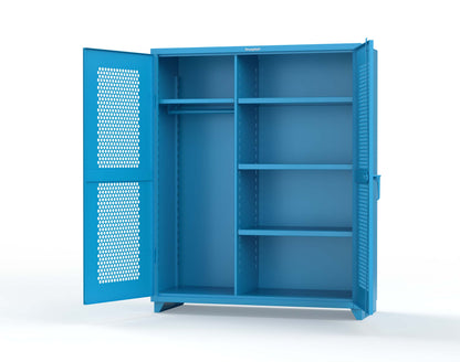 Extra Heavy Duty 14 GA Ventilated (Hex) Uniform Cabinet with 4 Shelves - 60 In. W x 24 In. D x 75 In. H - 56-H-W-244-L-5012