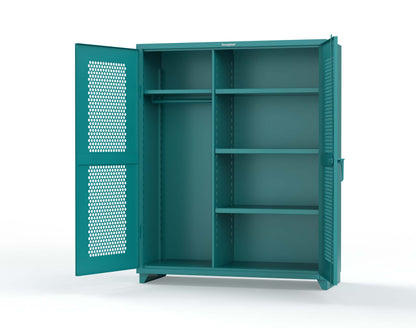 Extra Heavy Duty 14 GA Ventilated (Hex) Uniform Cabinet with 4 Shelves - 60 In. W x 24 In. D x 75 In. H - 56-H-W-244-L-5021