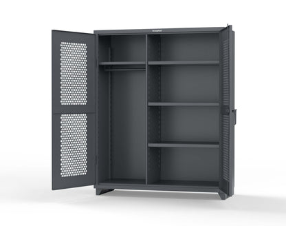 Extra Heavy Duty 14 GA Ventilated (Hex) Uniform Cabinet with 4 Shelves - 60 In. W x 24 In. D x 75 In. H - 56-H-W-244-L-7024