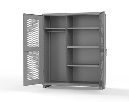 Extra Heavy Duty 14 GA Ventilated (Hex) Uniform Cabinet with 4 Shelves - 60 In. W x 24 In. D x 75 In. H - 56-H-W-244-L-7037