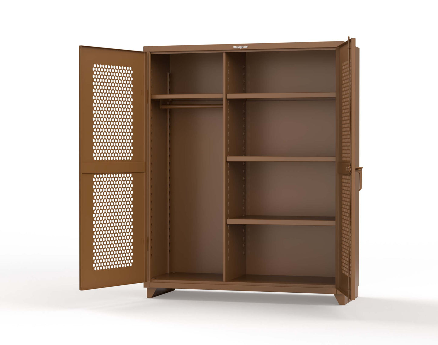 Extra Heavy Duty 14 GA Ventilated (Hex) Uniform Cabinet with 4 Shelves - 60 In. W x 24 In. D x 75 In. H - 56-H-W-244-L-8008
