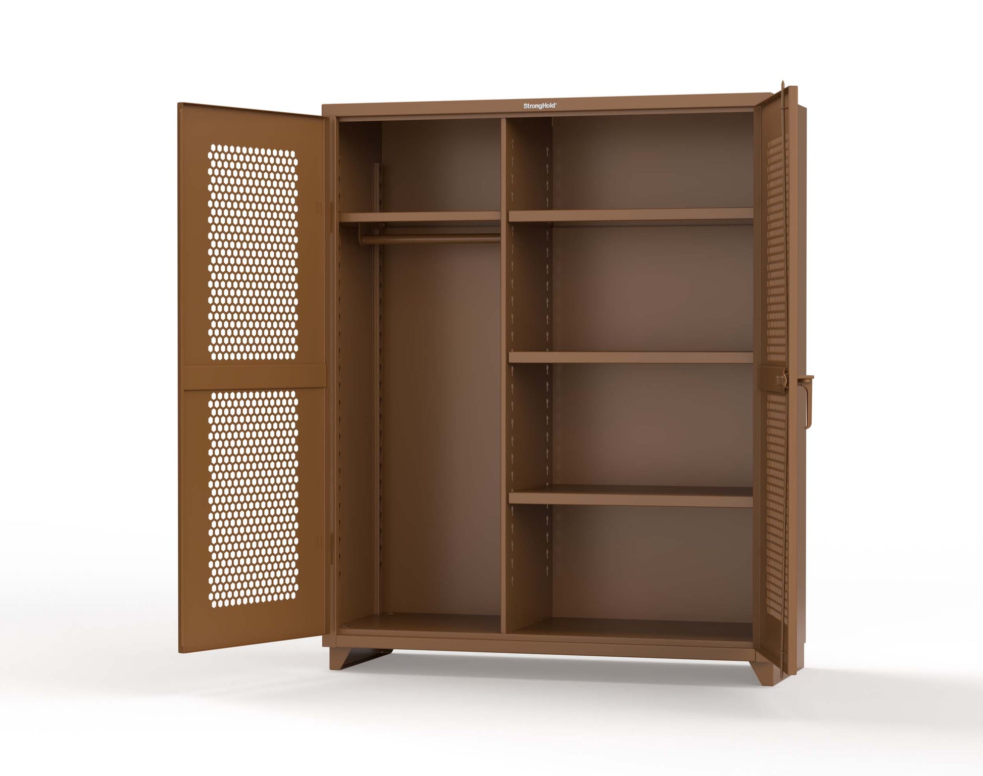 Extra Heavy Duty 14 GA Ventilated (Hex) Uniform Cabinet with 4 Shelves - 60 In. W x 24 In. D x 75 In. H - 56-H-W-244-L-8008