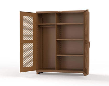 Extra Heavy Duty 14 GA Ventilated (Hex) Uniform Cabinet with 4 Shelves - 60 In. W x 24 In. D x 75 In. H - 56-H-W-244-L-8008