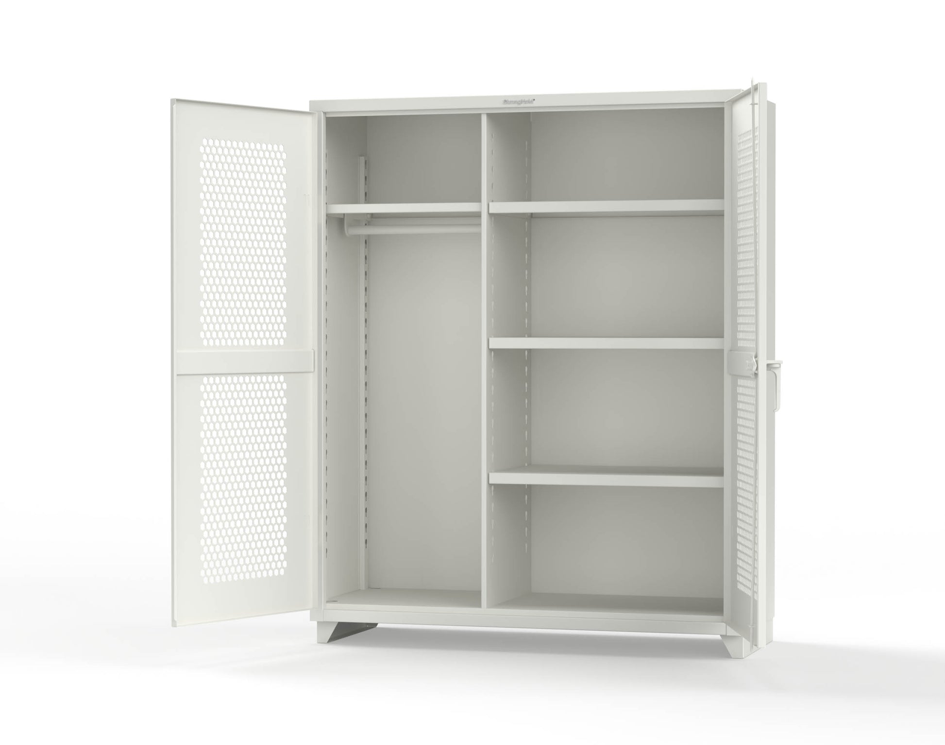 Extra Heavy Duty 14 GA Ventilated (Hex) Uniform Cabinet with 4 Shelves - 60 In. W x 24 In. D x 75 In. H - 56-H-W-244-L-9003