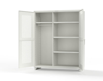 Extra Heavy Duty 14 GA Ventilated (Hex) Uniform Cabinet with 4 Shelves - 60 In. W x 24 In. D x 75 In. H - 56-H-W-244-L-9003