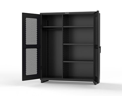 Extra Heavy Duty 14 GA Ventilated (Hex) Uniform Cabinet with 4 Shelves - 60 In. W x 24 In. D x 75 In. H - 56-H-W-244-L-9005