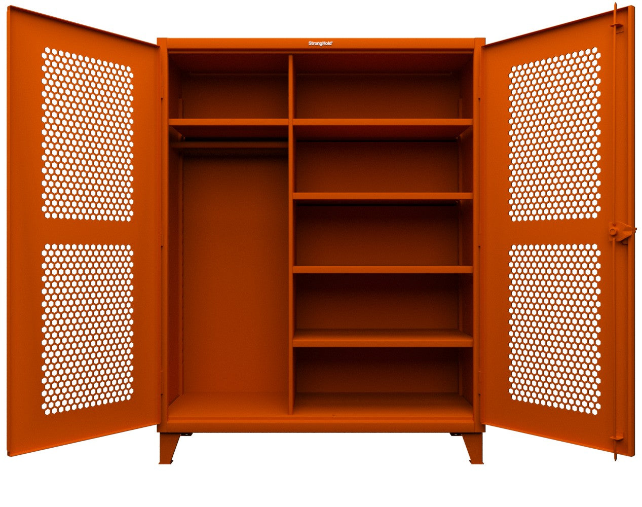 Extreme Duty 12 GA Ventilated (Hex) Uniform Cabinet with 5 Shelves - 60 In. W x 24 In. D x 66 In. H