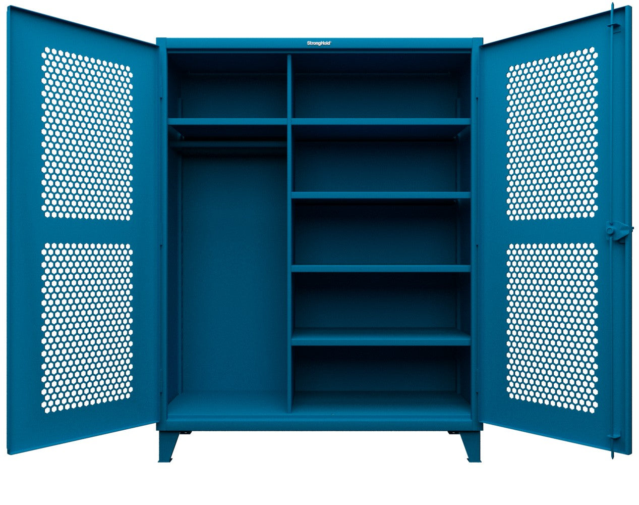 Extreme Duty 12 GA Ventilated (Hex) Uniform Cabinet with 5 Shelves - 60 In. W x 24 In. D x 66 In. H