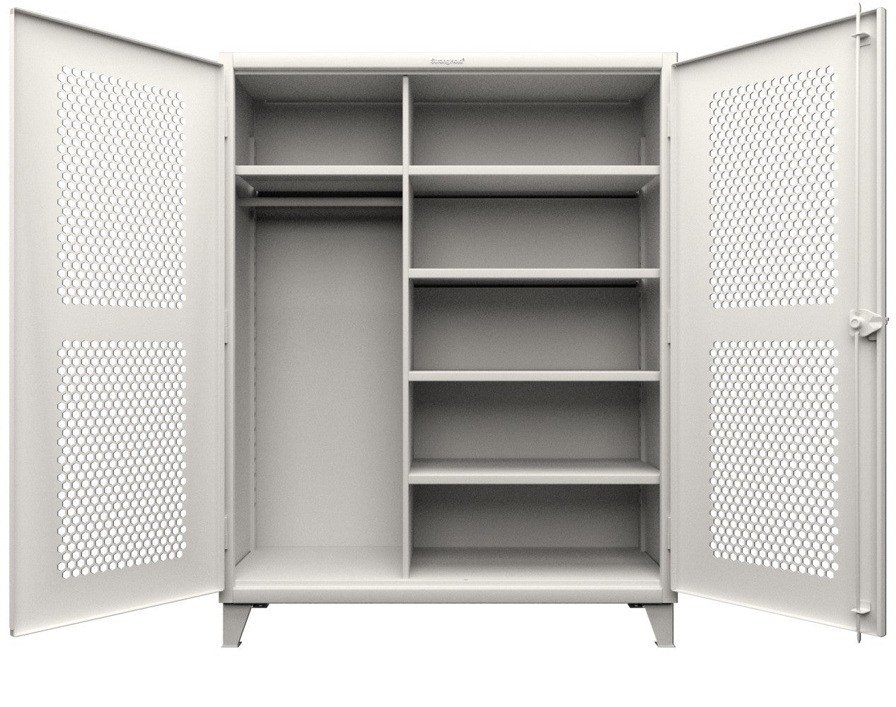 Extreme Duty 12 GA Ventilated (Hex) Uniform Cabinet with 5 Shelves - 60 In. W x 24 In. D x 66 In. H