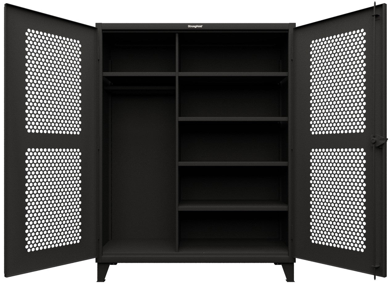 Extreme Duty 12 GA Ventilated (Hex) Uniform Cabinet with 5 Shelves - 60 In. W x 24 In. D x 66 In. H