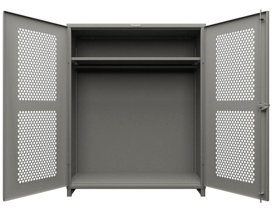 Extra Heavy Duty 14 GA Ventilated (Hex) Uniform Cabinet with Hanger Rod, 1 Shelf - 60 In. W x 24 In. D x 75 In. H