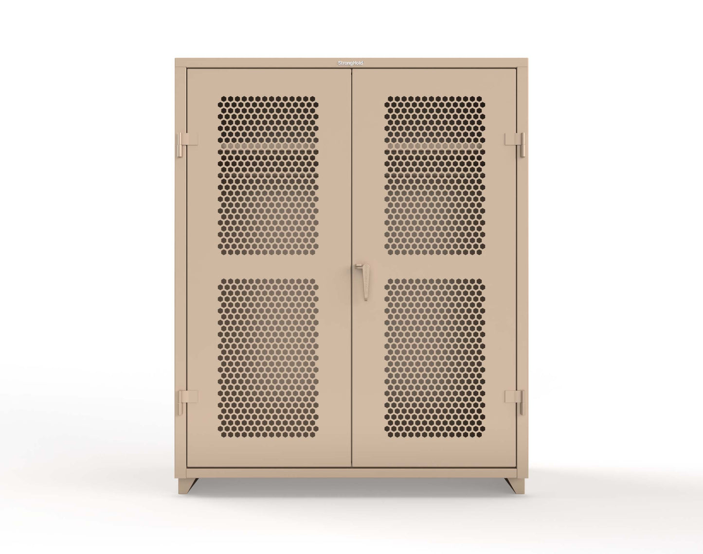 Extra Heavy Duty 14 GA Ventilated (Hex) Uniform Cabinet with Hanger Rod, 1 Shelf - 60 In. W x 24 In. D x 75 In. H - 56-H-WR-241-L-1019