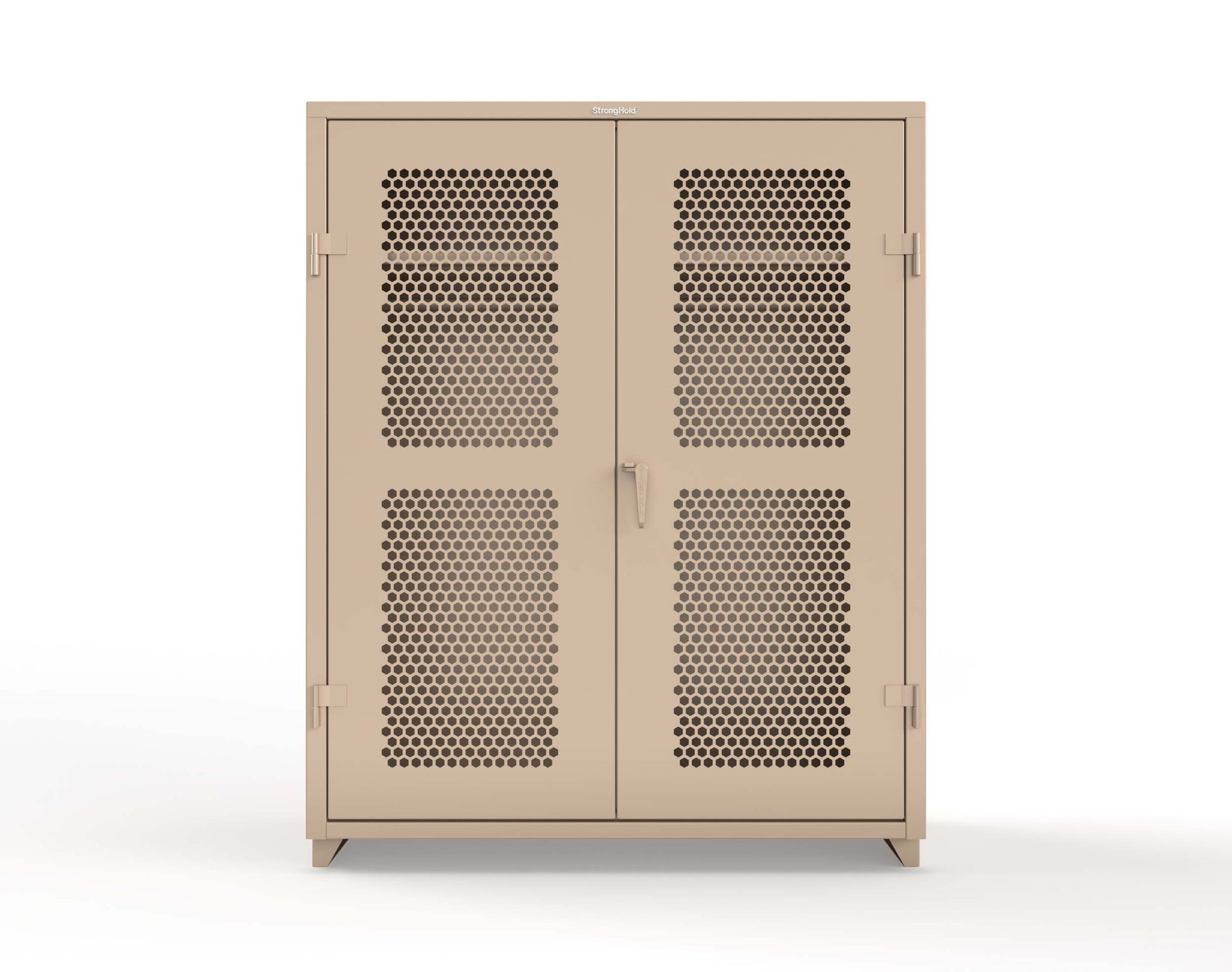 Extra Heavy Duty 14 GA Ventilated (Hex) Uniform Cabinet with Hanger Rod, 1 Shelf - 60 In. W x 24 In. D x 75 In. H - 56-H-WR-241-L-1019