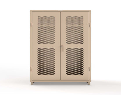 Extra Heavy Duty 14 GA Ventilated (Hex) Uniform Cabinet with Hanger Rod, 1 Shelf - 60 In. W x 24 In. D x 75 In. H - 56-H-WR-241-L-1019