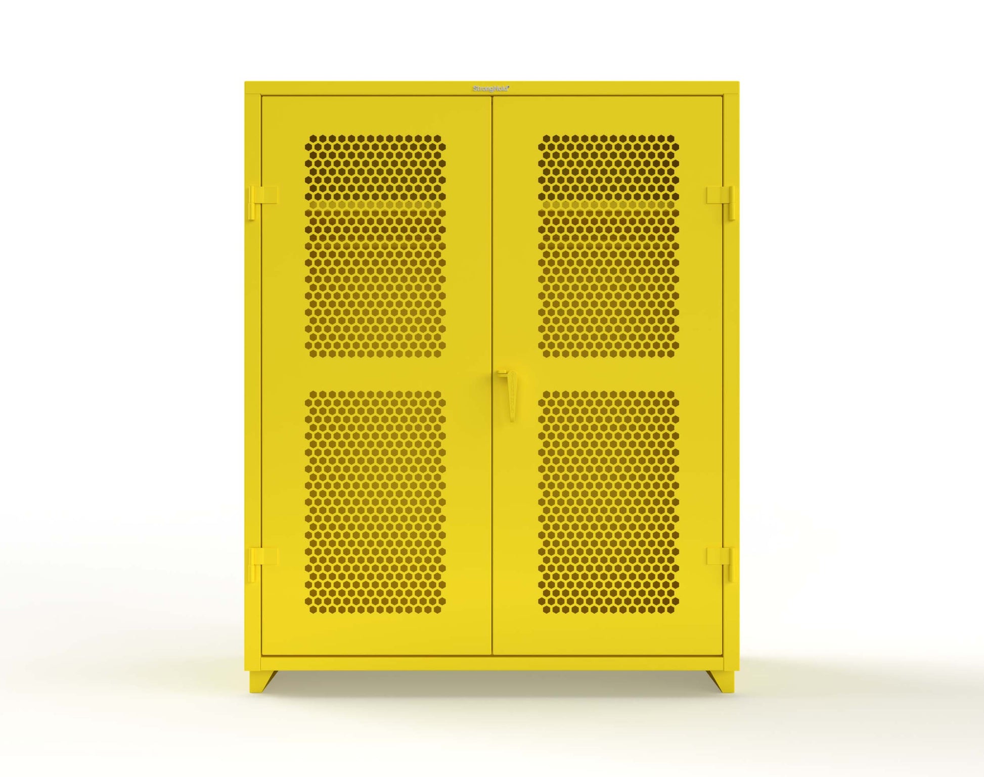 Extra Heavy Duty 14 GA Ventilated (Hex) Uniform Cabinet with Hanger Rod, 1 Shelf - 60 In. W x 24 In. D x 75 In. H - 56-H-WR-241-L-1021