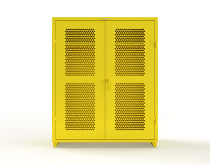 Extra Heavy Duty 14 GA Ventilated (Hex) Uniform Cabinet with Hanger Rod, 1 Shelf - 60 In. W x 24 In. D x 75 In. H - 56-H-WR-241-L-1021