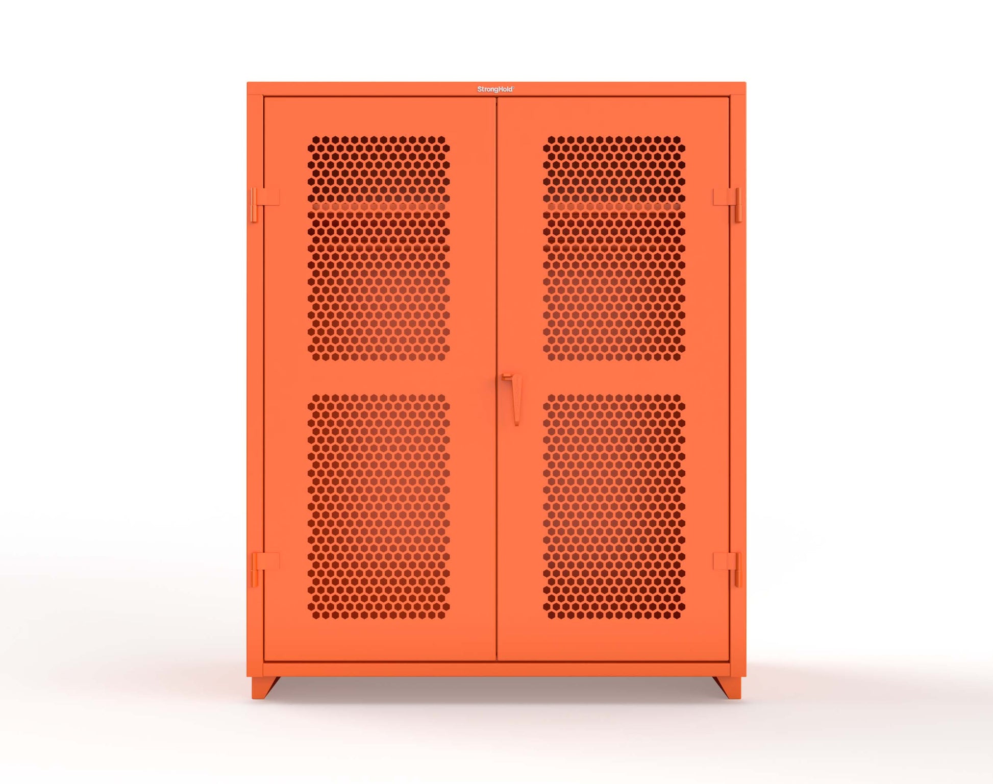 Extra Heavy Duty 14 GA Ventilated (Hex) Uniform Cabinet with Hanger Rod, 1 Shelf - 60 In. W x 24 In. D x 75 In. H - 56-H-WR-241-L-2009
