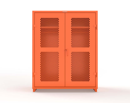 Extra Heavy Duty 14 GA Ventilated (Hex) Uniform Cabinet with Hanger Rod, 1 Shelf - 60 In. W x 24 In. D x 75 In. H - 56-H-WR-241-L-2009