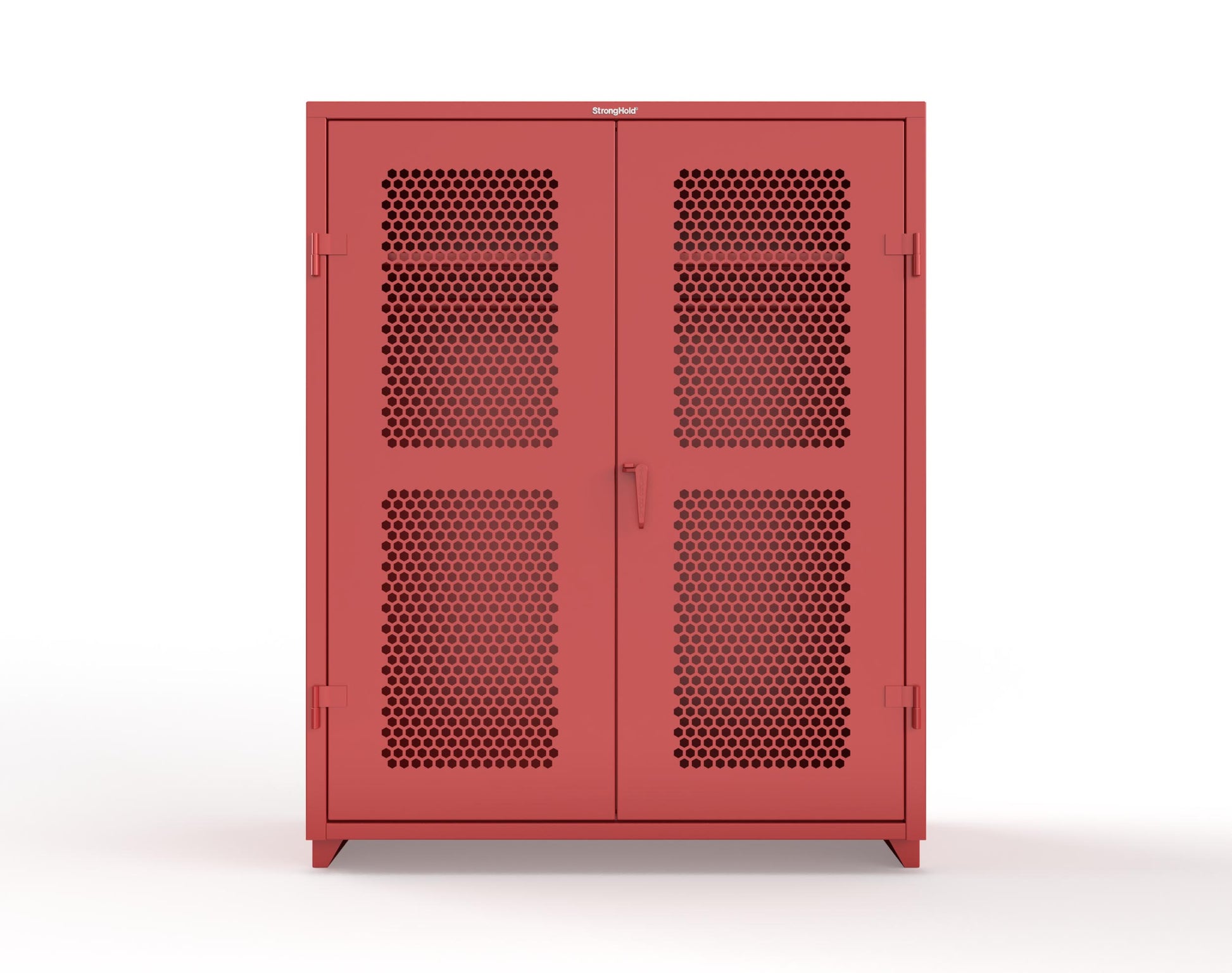 Extra Heavy Duty 14 GA Ventilated (Hex) Uniform Cabinet with Hanger Rod, 1 Shelf - 60 In. W x 24 In. D x 75 In. H - 56-H-WR-241-L-3001