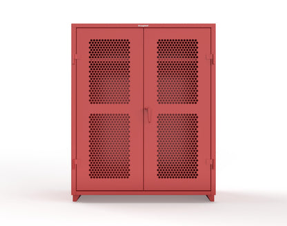 Extra Heavy Duty 14 GA Ventilated (Hex) Uniform Cabinet with Hanger Rod, 1 Shelf - 60 In. W x 24 In. D x 75 In. H - 56-H-WR-241-L-3001