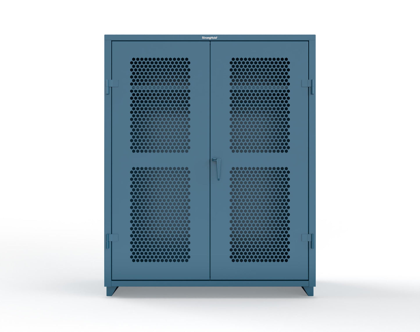 Extra Heavy Duty 14 GA Ventilated (Hex) Uniform Cabinet with Hanger Rod, 1 Shelf - 60 In. W x 24 In. D x 75 In. H - 56-H-WR-241-L-5001