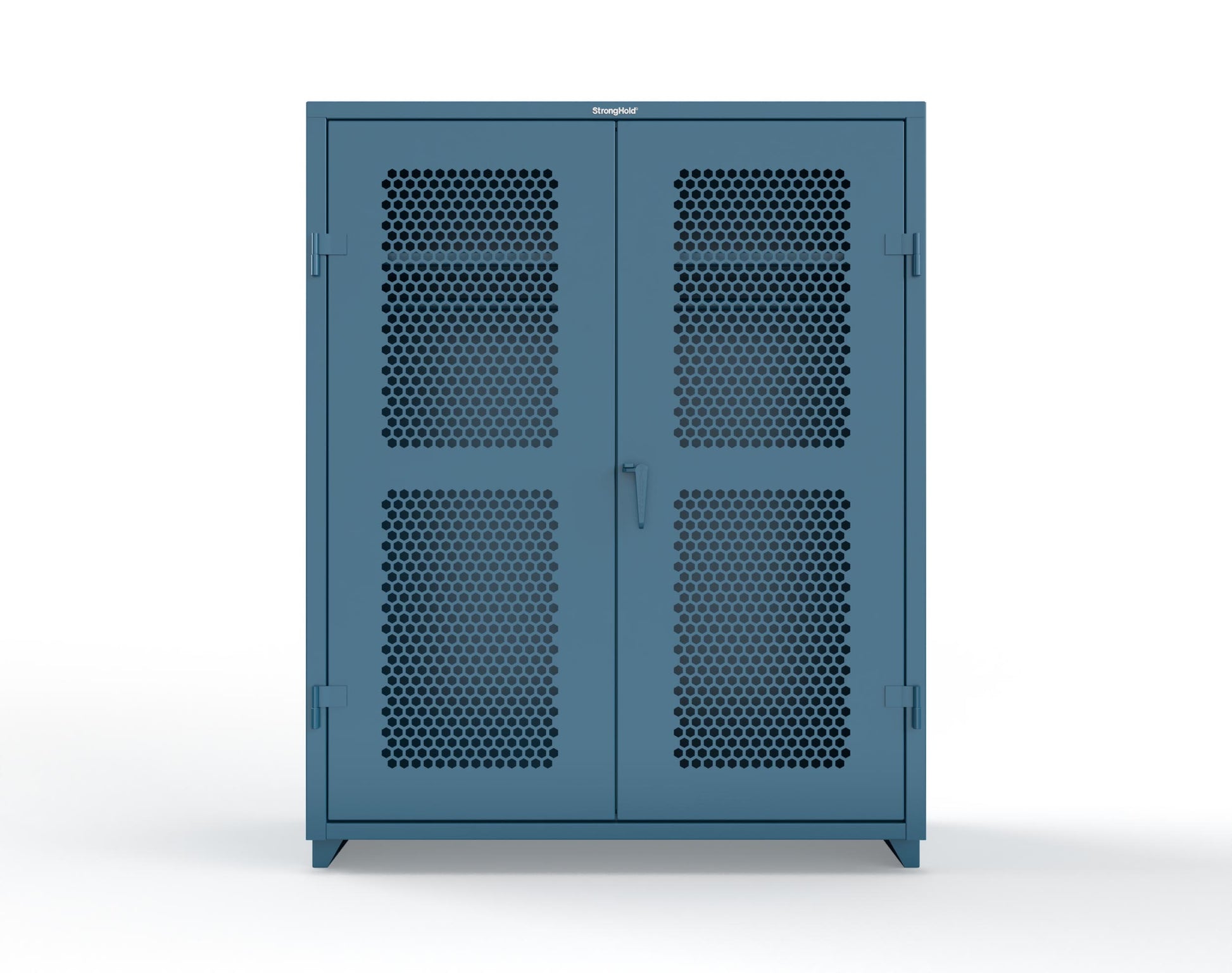 Extra Heavy Duty 14 GA Ventilated (Hex) Uniform Cabinet with Hanger Rod, 1 Shelf - 60 In. W x 24 In. D x 75 In. H - 56-H-WR-241-L-5001