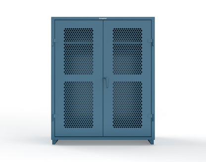 Extra Heavy Duty 14 GA Ventilated (Hex) Uniform Cabinet with Hanger Rod, 1 Shelf - 60 In. W x 24 In. D x 75 In. H - 56-H-WR-241-L-5001