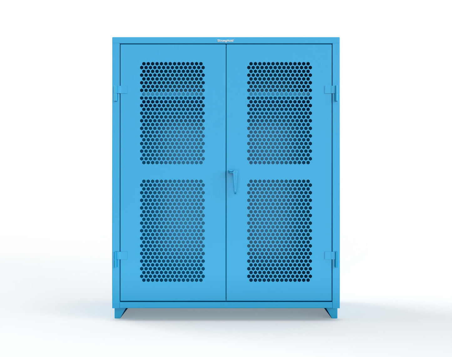 Extra Heavy Duty 14 GA Ventilated (Hex) Uniform Cabinet with Hanger Rod, 1 Shelf - 60 In. W x 24 In. D x 75 In. H - 56-H-WR-241-L-5012