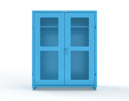Extra Heavy Duty 14 GA Ventilated (Hex) Uniform Cabinet with Hanger Rod, 1 Shelf - 60 In. W x 24 In. D x 75 In. H - 56-H-WR-241-L-5012