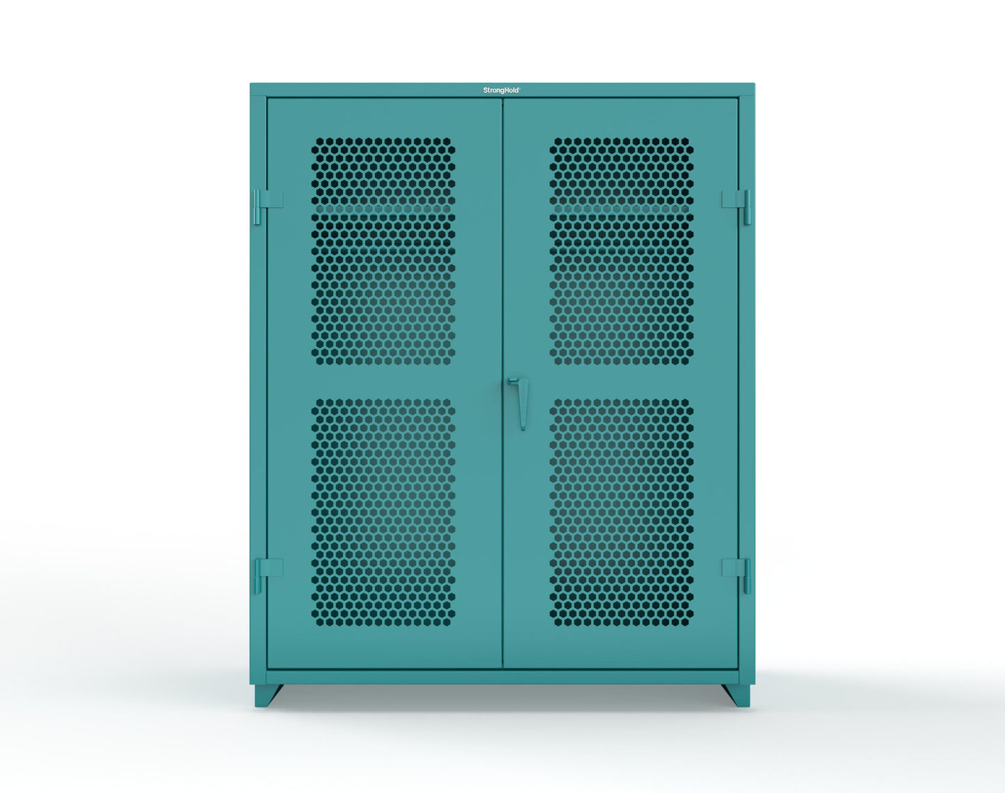 Extra Heavy Duty 14 GA Ventilated (Hex) Uniform Cabinet with Hanger Rod, 1 Shelf - 60 In. W x 24 In. D x 75 In. H - 56-H-WR-241-L-5021