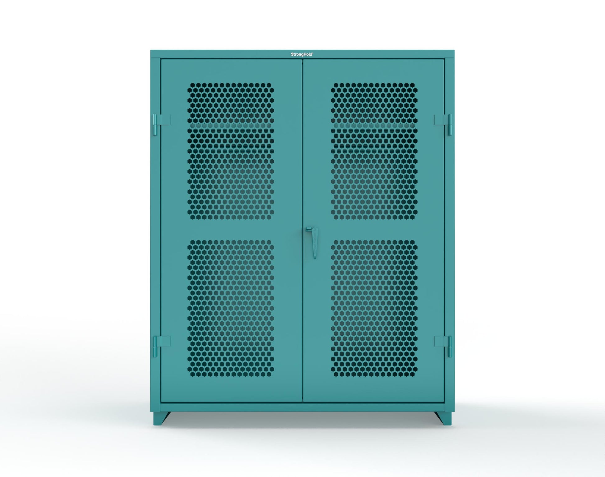 Extra Heavy Duty 14 GA Ventilated (Hex) Uniform Cabinet with Hanger Rod, 1 Shelf - 60 In. W x 24 In. D x 75 In. H - 56-H-WR-241-L-5021