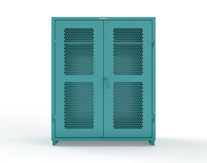 Extra Heavy Duty 14 GA Ventilated (Hex) Uniform Cabinet with Hanger Rod, 1 Shelf - 60 In. W x 24 In. D x 75 In. H - 56-H-WR-241-L-5021