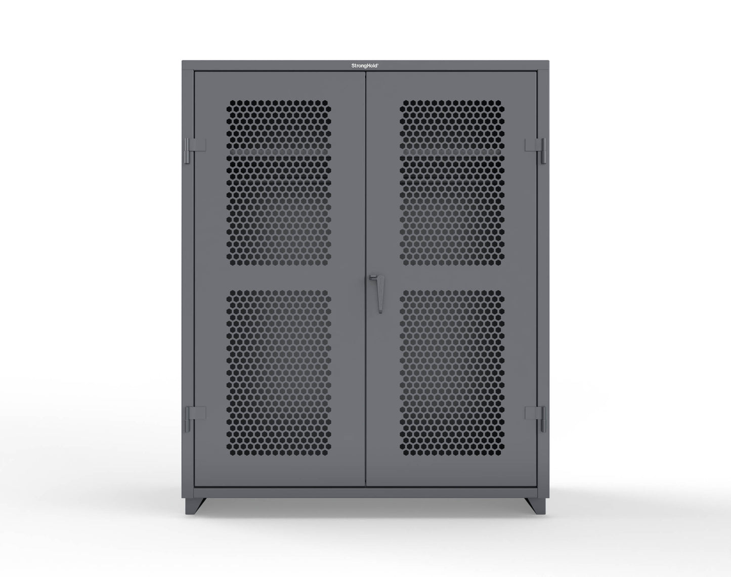 Extra Heavy Duty 14 GA Ventilated (Hex) Uniform Cabinet with Hanger Rod, 1 Shelf - 60 In. W x 24 In. D x 75 In. H - 56-H-WR-241-L-7024